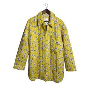Avec Les Filles Sunflower Quilted Jacket Yellow Floral Cottagecore XL NWOT